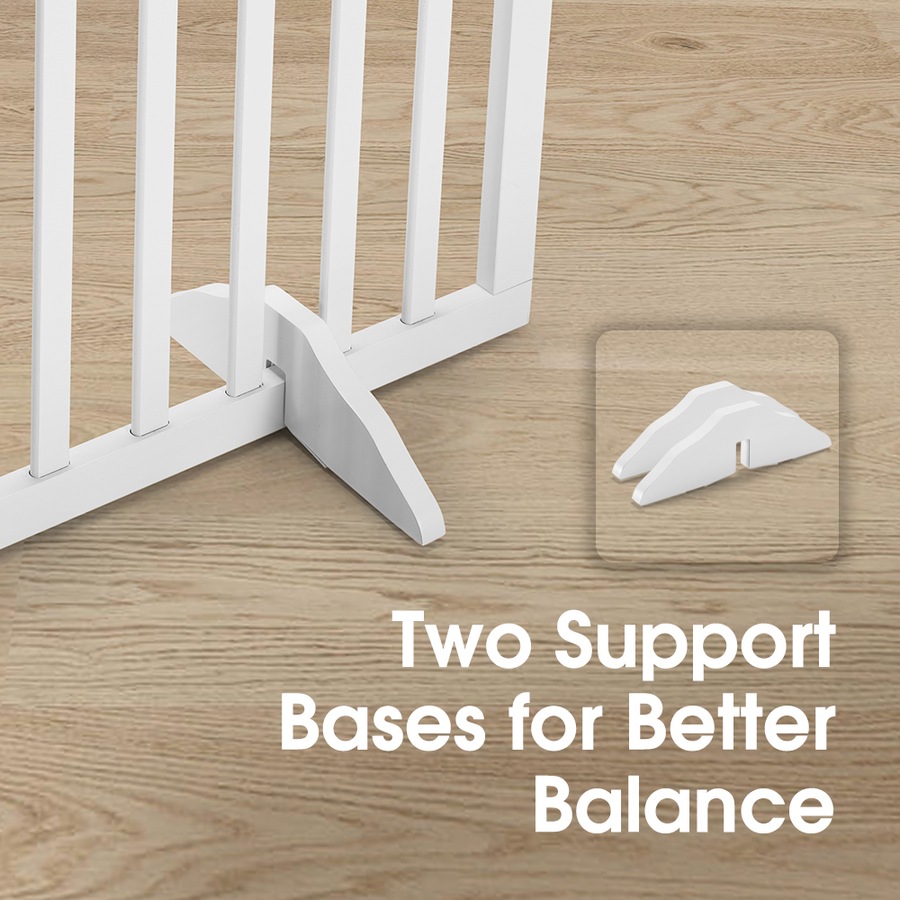 6 Panel 80cm Petzly Pet Gate Dog Fence Safety Barrier with Support Feet White
