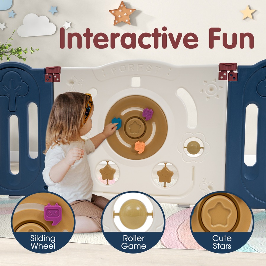 Playpals 18 panels Baby Playpen Kids Large Safety Gate Toddler Fence Child Play