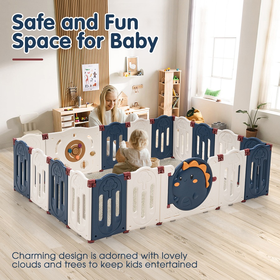 Playpals 18 panels Baby Playpen Kids Large Safety Gate Toddler Fence Child Play