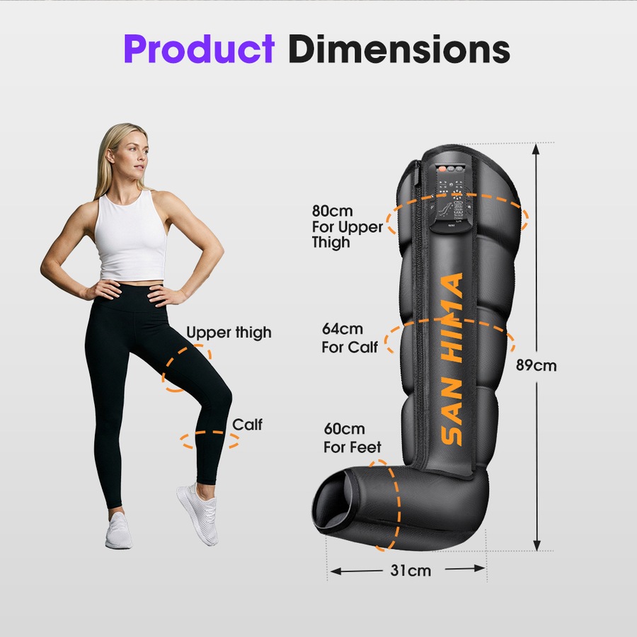 San Hima Air Compression Recovery Boots Cordless 3 Foot Heat Full Leg Massager