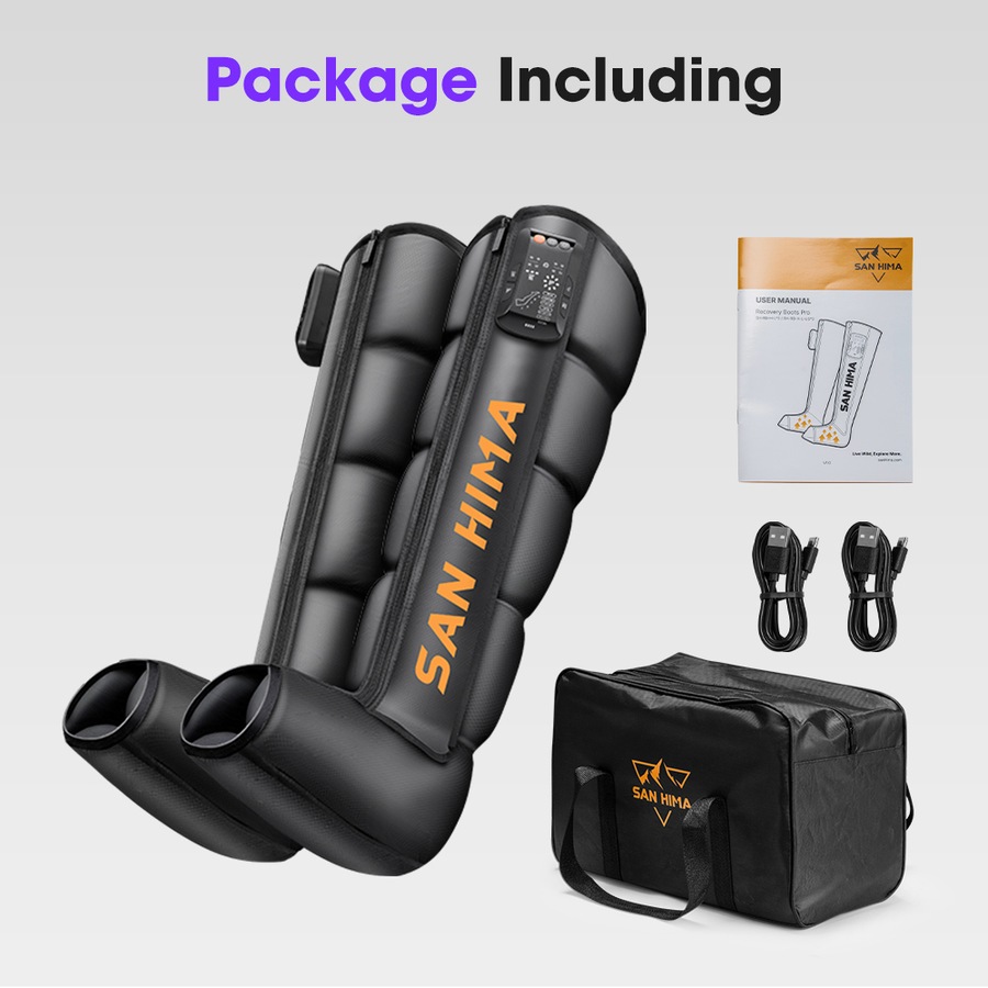 San Hima Air Compression Recovery Boots Cordless 3 Foot Heat Full Leg Massager
