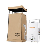 SAN HIMA Camping Shower Tent Awning Fold-Out Instant Ensuite + 8L Gas Hot Water Heater