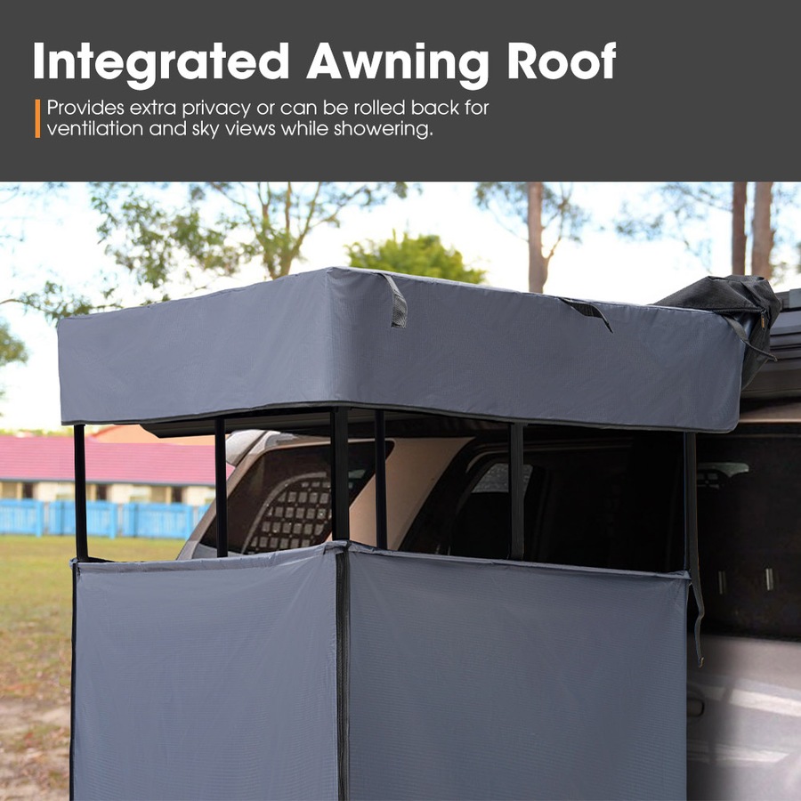 San Hima Camping Shower Tent Grey + Gas Hot Water Heater Black +Shower Tent Base