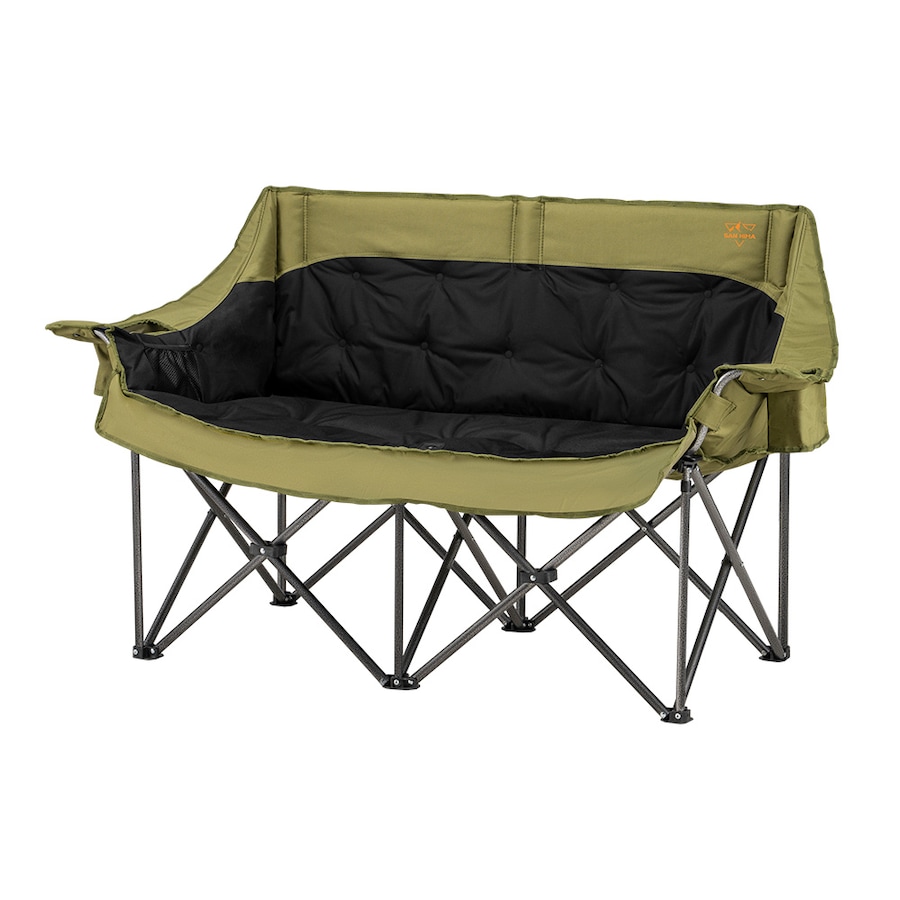 San Hima Folding Double Camping Chair Padded Outdoor Moon Chair Portable Green