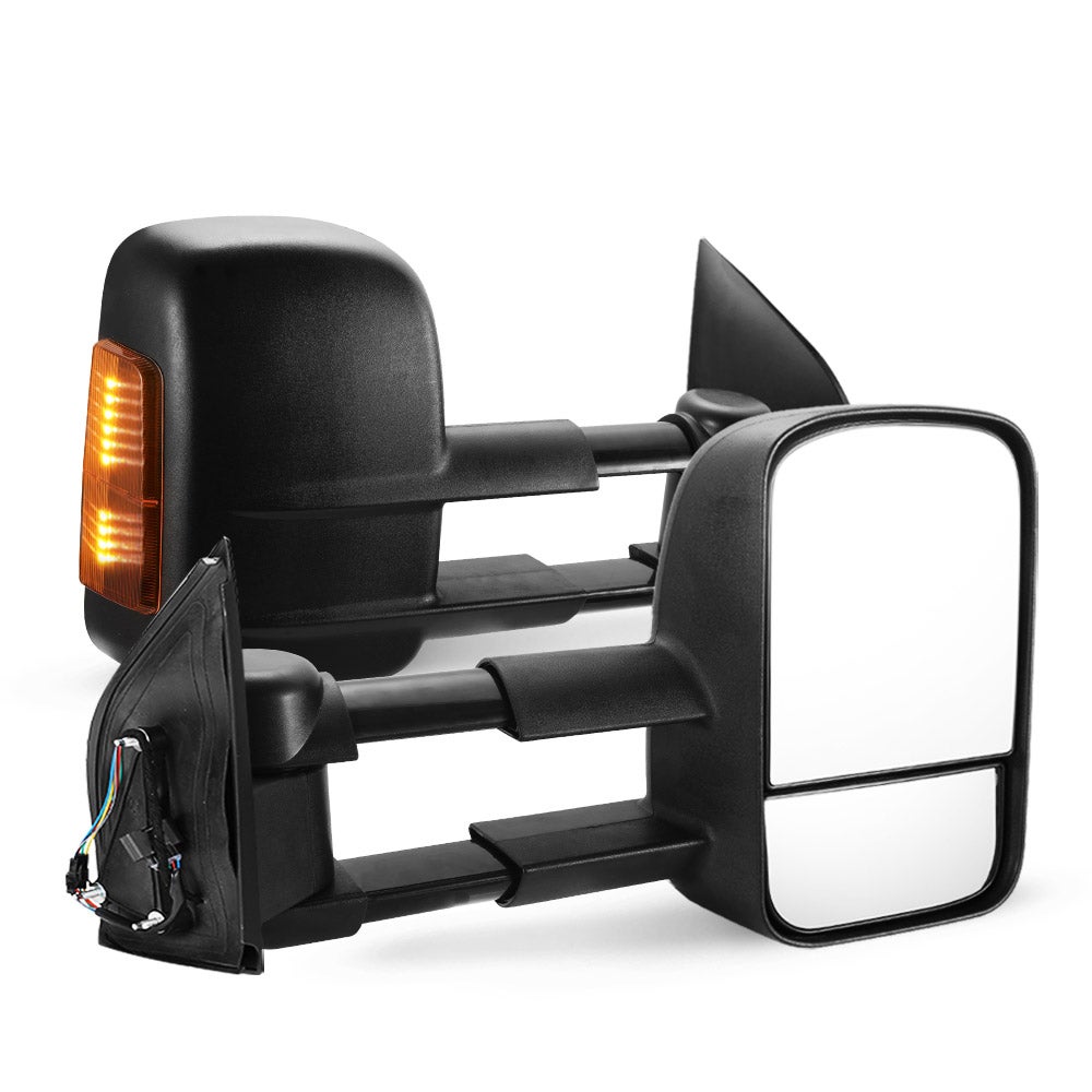 SAN HIMA Pair Extendable Towing Mirrors for Nissan Navara D40 2005-2015 Indicator