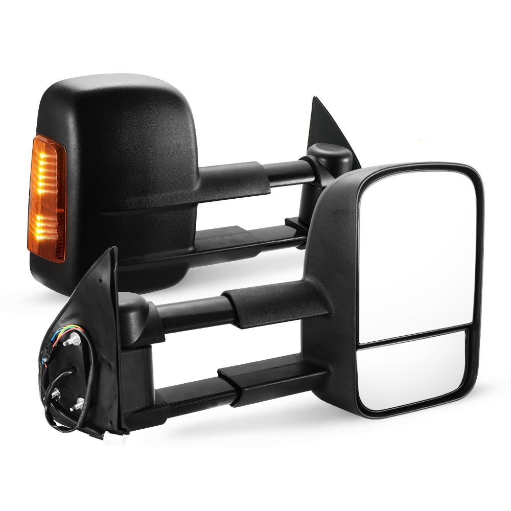 SAN HIMA Pair Extendable Towing Mirrors for Toyota Hilux 2005-2015 BLACK