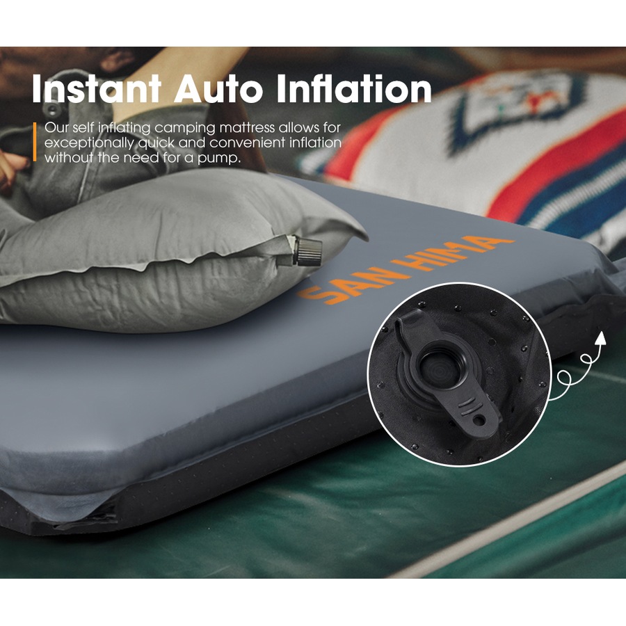 San Hima Self Inflating Mattress 10cm Sleeping Mat Camping Hiking Air Bed Single