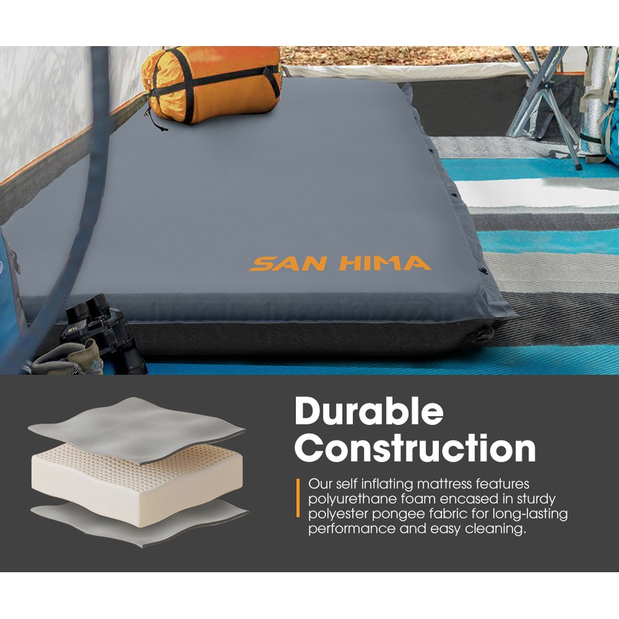San Hima Self Inflating Mattress 10cm Sleeping Mat Camping Hiking Air Bed Single
