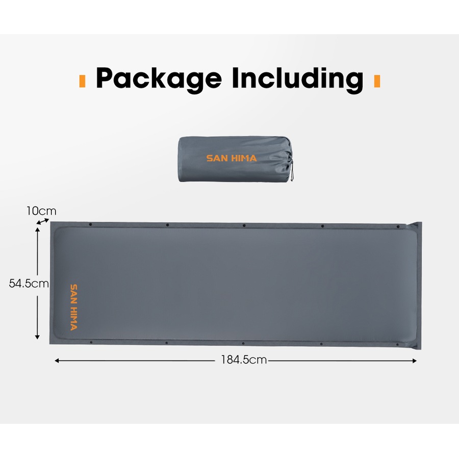 San Hima Self Inflating Mattress 10cm Sleeping Mat Camping Hiking Air Bed Single