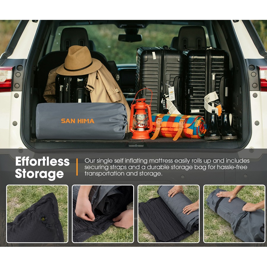 San Hima Self Inflating Mattress 10cm Sleeping Mat Camping Hiking Air Bed Single