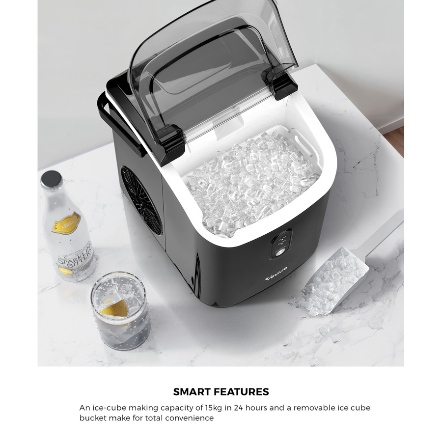Vevare Nugget Ice Maker Portable Machine 15kg Ice Cube Tray Bar Countertop Black