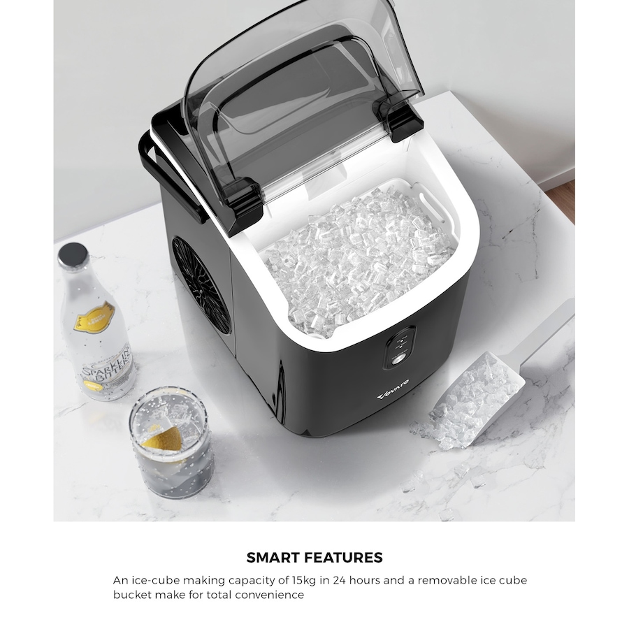 Vevare Nugget Ice Maker Portable Machine 15kg Ice Cube Tray Bar Countertop Black