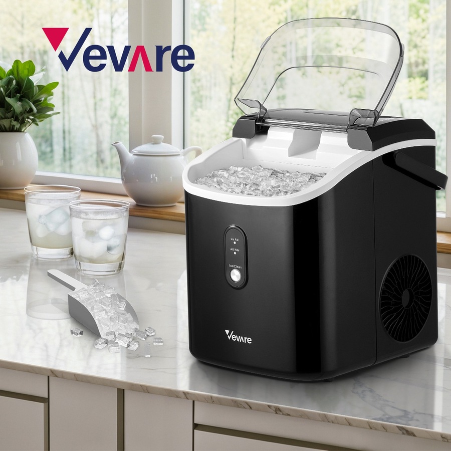 Vevare Nugget Ice Maker Portable Machine 15kg Ice Cube Tray Bar Countertop Black