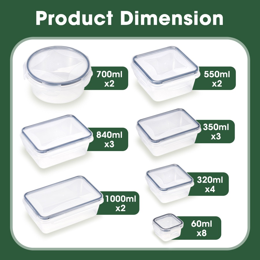 ZUNI 24 PCS Food Storage Containers BPA-Free Leak Proof with Labels & Pen