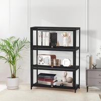 ZUNI 3-Tier Display Cabinet Storage Flip-Top Shelves Bookcase Stand Rack Black