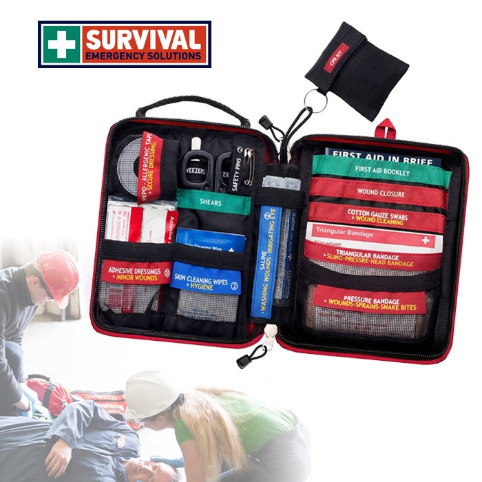 Handy Survival First Aid Carry Kit in Red 14.5cm