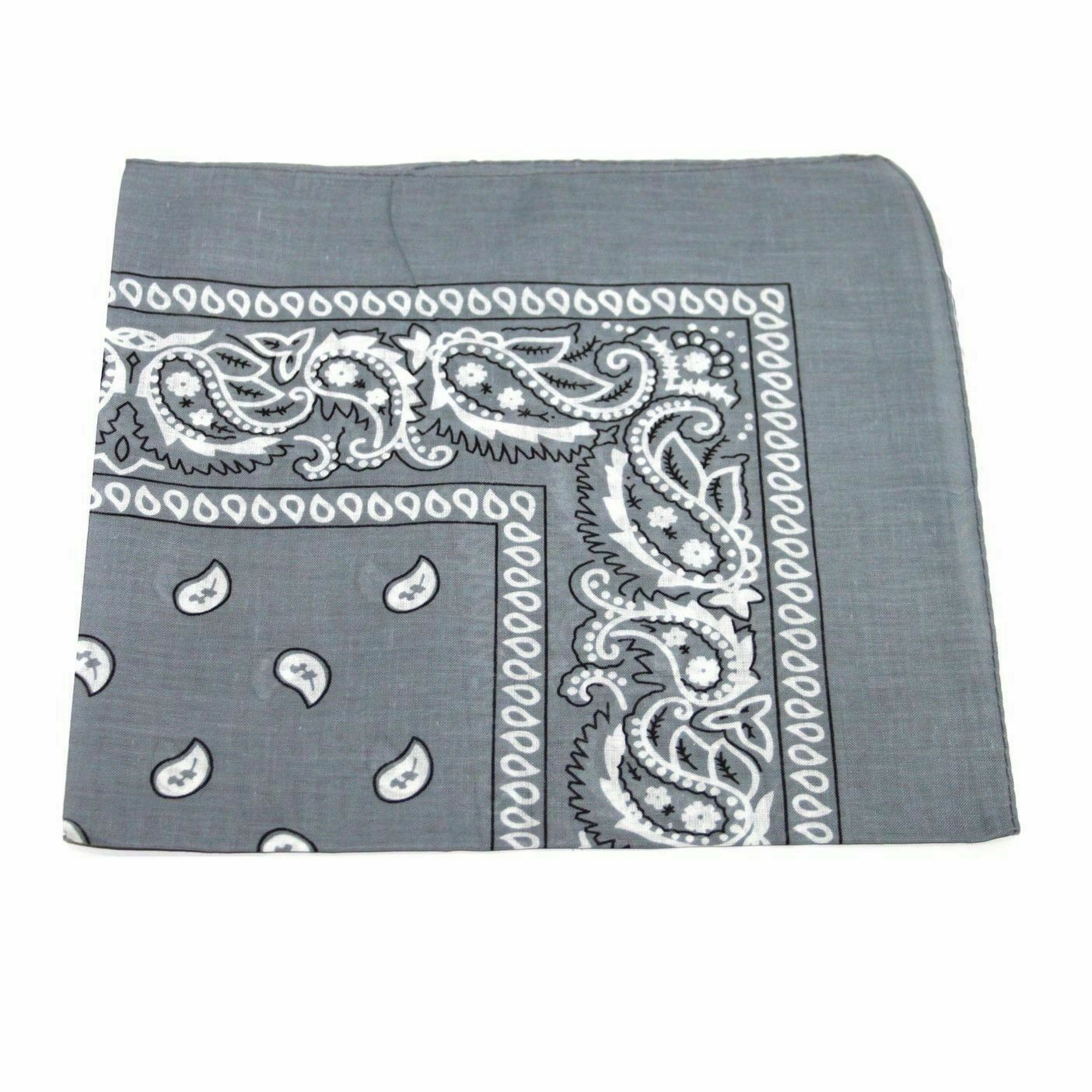 Buy 10 X Grey Paisley Bandanas Head Wrap 100% Cotton Neck Scarf Mask ...