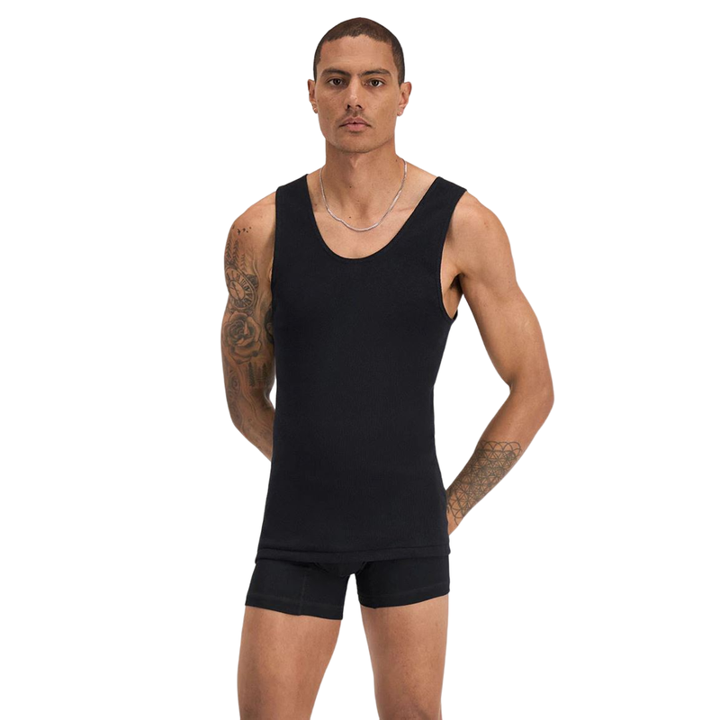 Buy 6 X Bonds X-Temp Black Mens Chesty Cotton Plain Singlet Vest Tank ...