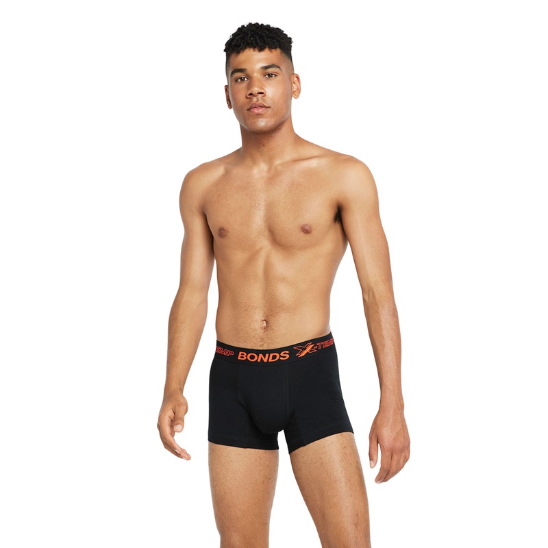 Buy 6 X Mens Bonds XTemp Trunk Underwear Trunks Black/Orange MyDeal
