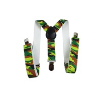 Boys Adjustable Army Lime Camouflage Patterned Suspenders