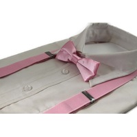 Boys Adjustable Baby Pink 65Cm Suspenders & Matching Bow Tie Set