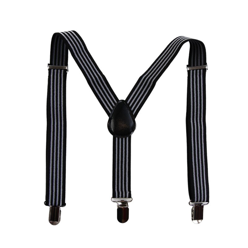 Buy Boys Adjustable Black & White Striped Patterned Suspenders - MyDeal