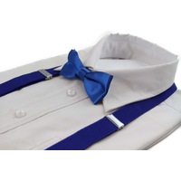 Boys Adjustable Blue 65Cm Suspenders & Matching Bow Tie Set