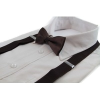 Boys Adjustable Dark Brown 65Cm Suspenders & Matching Bow Tie Set