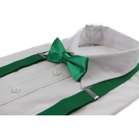 Boys Adjustable Green 65Cm Suspenders & Matching Bow Tie Set