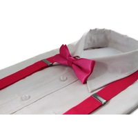 Boys Adjustable Hot Pink 65Cm Suspenders & Matching Bow Tie Set