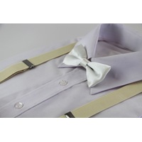Boys Adjustable Ivory 65Cm Suspenders & Matching Bow Tie Set