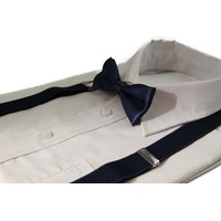 Boys Adjustable Navy 65Cm Suspenders & Matching Bow Tie Set