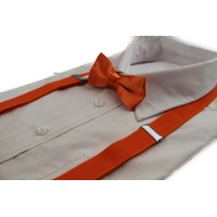 Boys Adjustable Orange 65Cm Suspenders & Matching Bow Tie Set