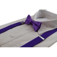 Boys Adjustable Purple 65Cm Suspenders & Matching Bow Tie Set