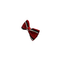 Boys Red With Black & White Stripes Patterned Bow Tie