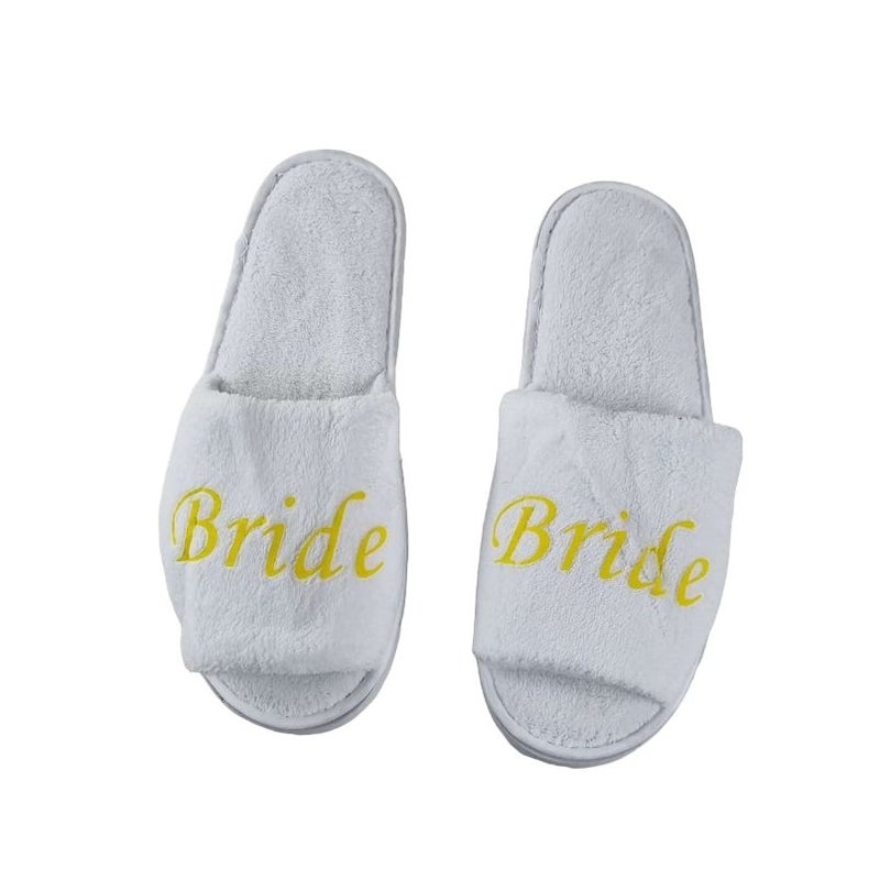 Buy Bridal Slippers Wedding White Bright Yellow Gold - Bride To Be - MyDeal