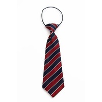 Kids Boys Dark Red & Navy Patterned Elastic Neck Tie - Diagonal Stripe