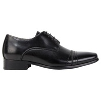 Kids Boys Grosby Tanner Black Dress Work Formal Lace Up Wedding Shoes