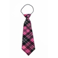 Kids Boys Pink Patterned Elastic Neck Tie - Criss Cross Pink