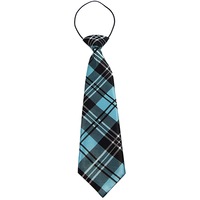 Kids Boys Turquoise & Black Patterned Elastic Neck Tie - Criss Cross Turquoise