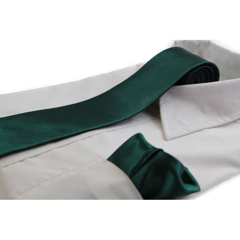 Buy Mens Bottle Green 8Cm Neck Tie & Matching Pocket Square Set MyDeal