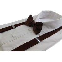 Mens Brown 100Cm Suspenders & Matching Bow Tie Set