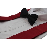 Mens Dark Red 120Cm Extra Wide Suspenders & Black Bow Tie Set