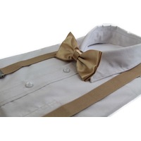 Mens Gold 100Cm Suspenders & Matching Bow Tie Set