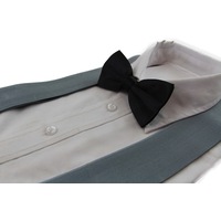 Mens Grey 120Cm Extra Wide Suspenders & Black Bow Tie Set