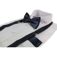 Mens Gunmetal 100Cm Suspenders & Matching Bow Tie & Pocket Square Set