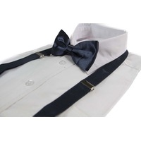 Mens Gunmetal 100Cm Suspenders & Matching Bow Tie Set