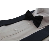 Mens Gunmetal 120Cm Extra Wide Suspenders & Black Bow Tie Set