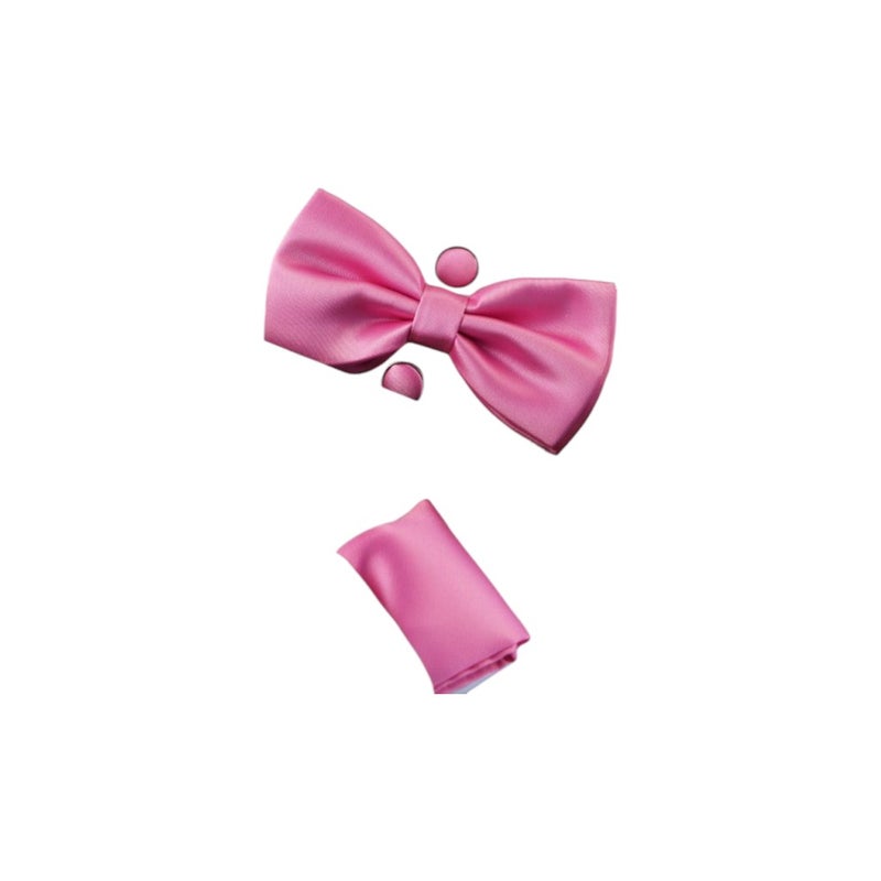 Buy Mens Light Pink Matching Bow Tie, Pocket Square & Cuff Links Set ...