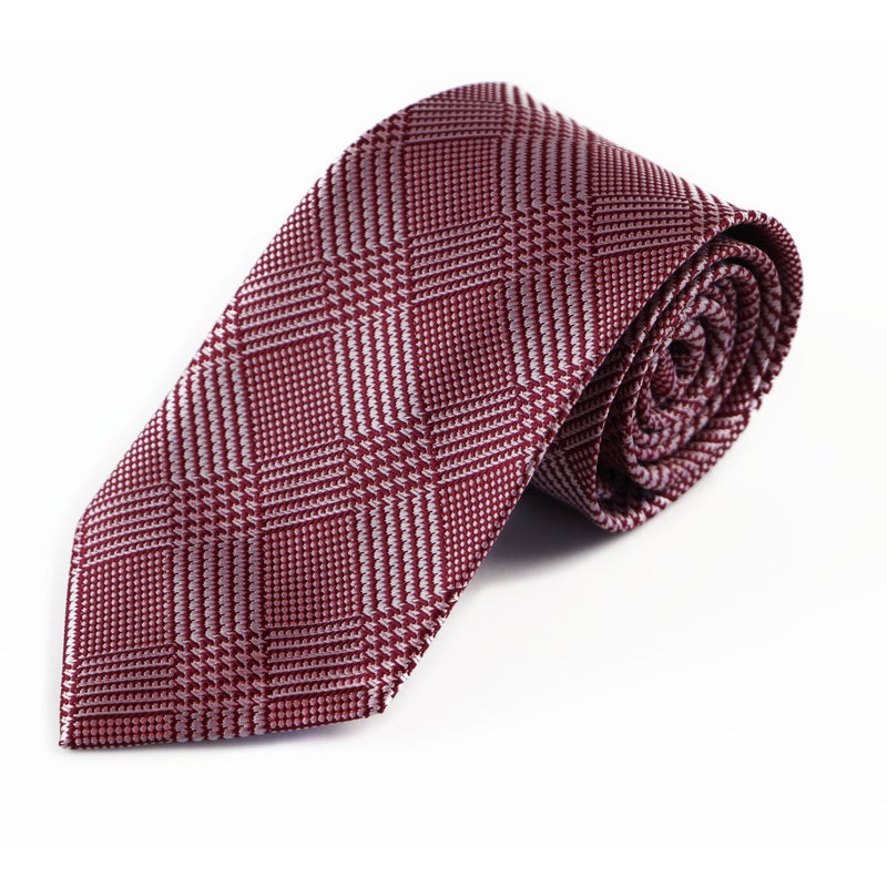 Buy Mens Maroon & Silver Striped Squares Patterned 8Cm Neck Tie - MyDeal